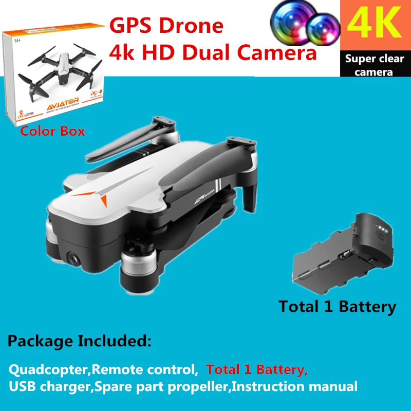 RC Дрон GPS с 4K HD Двойная камера жеста складной контроль Квадрокоптер с 5G Wifi камера Fly 23mins Dron VS F11 Zen-K1 SG906 - Цвет: Color Box 1 Battery