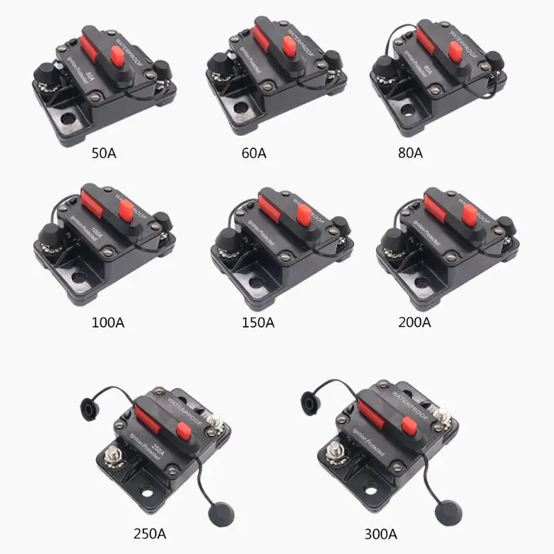 

DC12-32V Circuit Breaker Replace Fuse Holder 50-200A Car Speaker Resettable Fuse