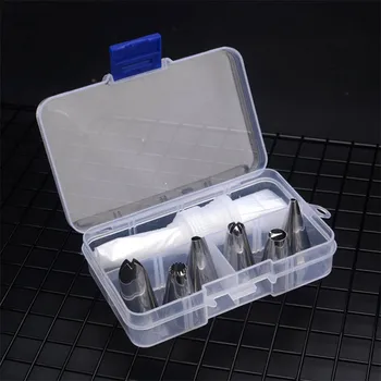 

6Pcs Nozzle Set Disposable Icing Pastry Bag Cake Decoration Tool Stainless Steel PP Transverter Baking Accessories 1 Set