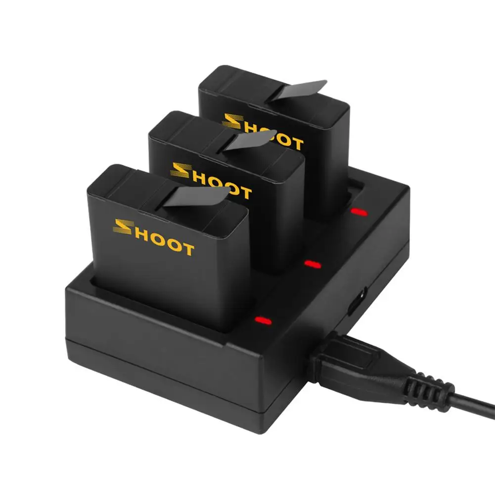 Для GoPro Hero 5/6/7/8 USB Батарея Зарядное устройство с 3 шт. 1220mah резервного копирования Батарея ящик для хранения Портативный 3 Порты светодиодный адаптер для зарядного устройства