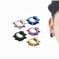 New Arrival Stud Ear Stud Fashion 316L Statinless Steel Fancy Jewelry Wide 4mm  Hoop Earring Punk Hip Hop 1