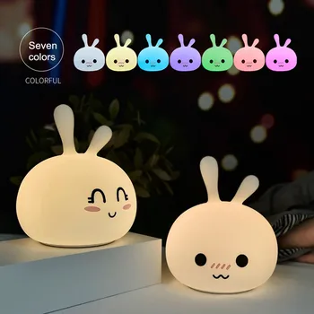 

LED Night lamp decorate desk light battery cute Rabbit 7 colourful holiday creative sleepping light for baby bedroom luminar
