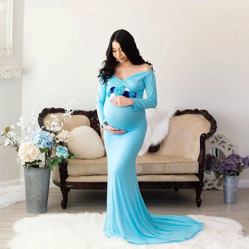 Maxivestido maternidad de manga larga para fotografía, ropa elegante para el embarazo, vestido para sesión de fotos de embarazadas| | - AliExpress