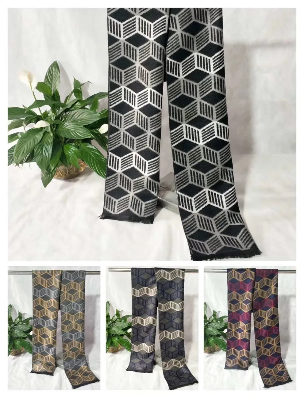 New Vintage silk fleece Scarf Men Fashion Neckerchiefs 180*30cm 30pcs mixed#4133