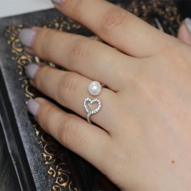 Bague Ringen, дизайн, регулируемые кольца с отверстием, циркониевые 925 пробы, серебряные ювелирные изделия с натуральным жемчугом 6 мм, свадебные украшения