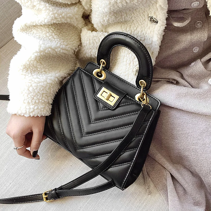 

New PU Leather Stripes Handbags Women Shoulder Crossbody Bags 2020 Fashion Totes Ladies Messenger bags Clutches Female Purses