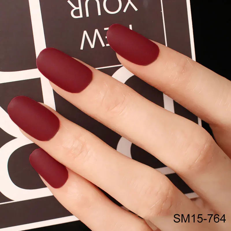 Dull red 24 шт, для девушек, сделай сам, поддельные ногти, матовые, сделай сам, маникюр, накладные ногти, наклейки для невесты, V9-Drop - Цвет: Dull red
