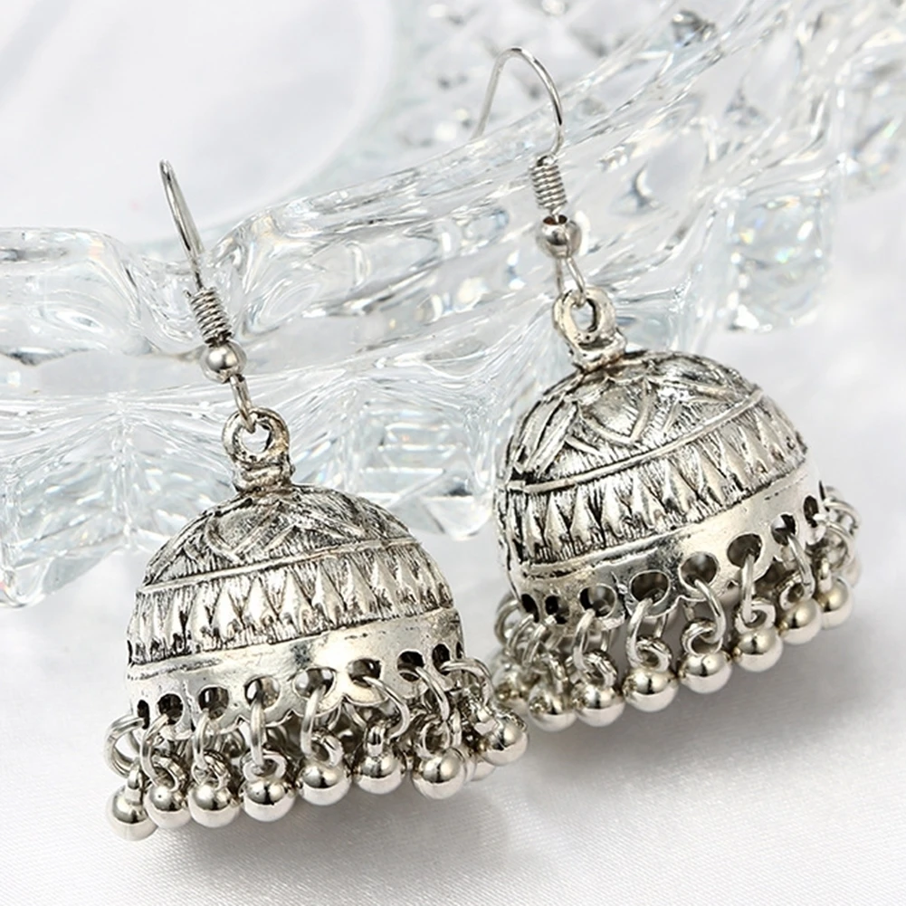 Горячая Распродажа, серьги Brinco Brincos, этнические Jhumka Jhumki, колокольчик, висячие серьги с бусинами, резные, в форме лотоса, традиционные висячие серьги, ювелирные изделия