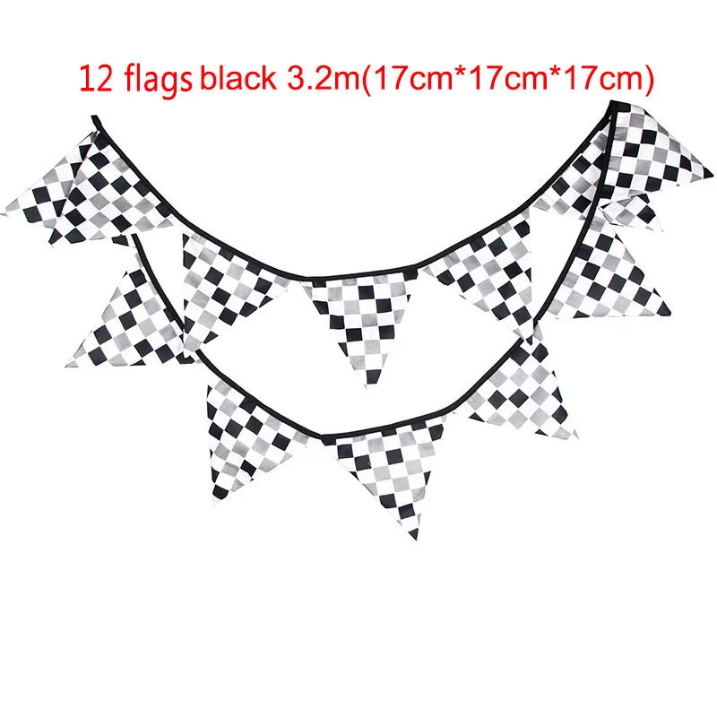 3.2m 12flags black 1 шт. 10 м 38 шт. флаги клетчатый Вымпел Баннер черно-белые флаги гонки для домашней вечеринки на день рождения украшения - Цвет: 3.2m 12flags black