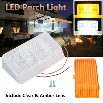 

24 LED Roof Ceiling Interior Reading Dome Light for Camper Car RV Boat Trailer 12V Porch Light Rectangle Clear Amber