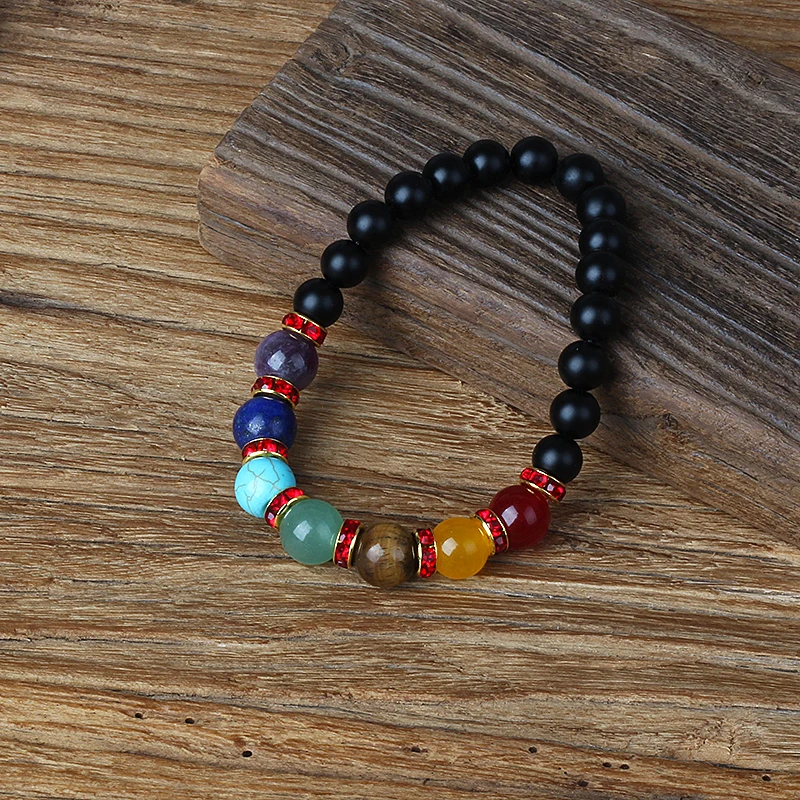 Natural Hematite 7 Chakra Bracelets Men Reiki Energy Stone Weight Loss Yoga Bracelet Slimming Woman Health Care Therapy Jewelry 