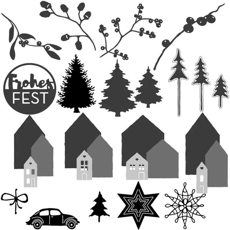 

Tree Metal Christmas Cutting Dies Wild Flower Leaf Stencils For DIY Scrapbooking Paper Card Craft Dies Embossing Die Cuts New