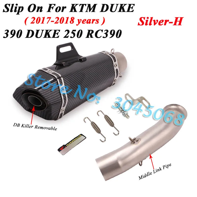 Silver-H Слипоны для KTM Duke 390 250 125 RC390 мотоцикл Yoshimura глушитель выхлопной трубы модифицированный Средний канал трубы дБ убийца - Цвет: Silver-H