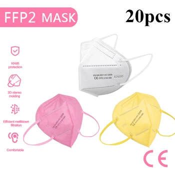 

CE Kn95 Face Mask 20pcs FFP2 Facial Masks KN95 Filter Maske Protect Mask Dust ffp2mask Mouth Mascarillas Masque Tapabocas