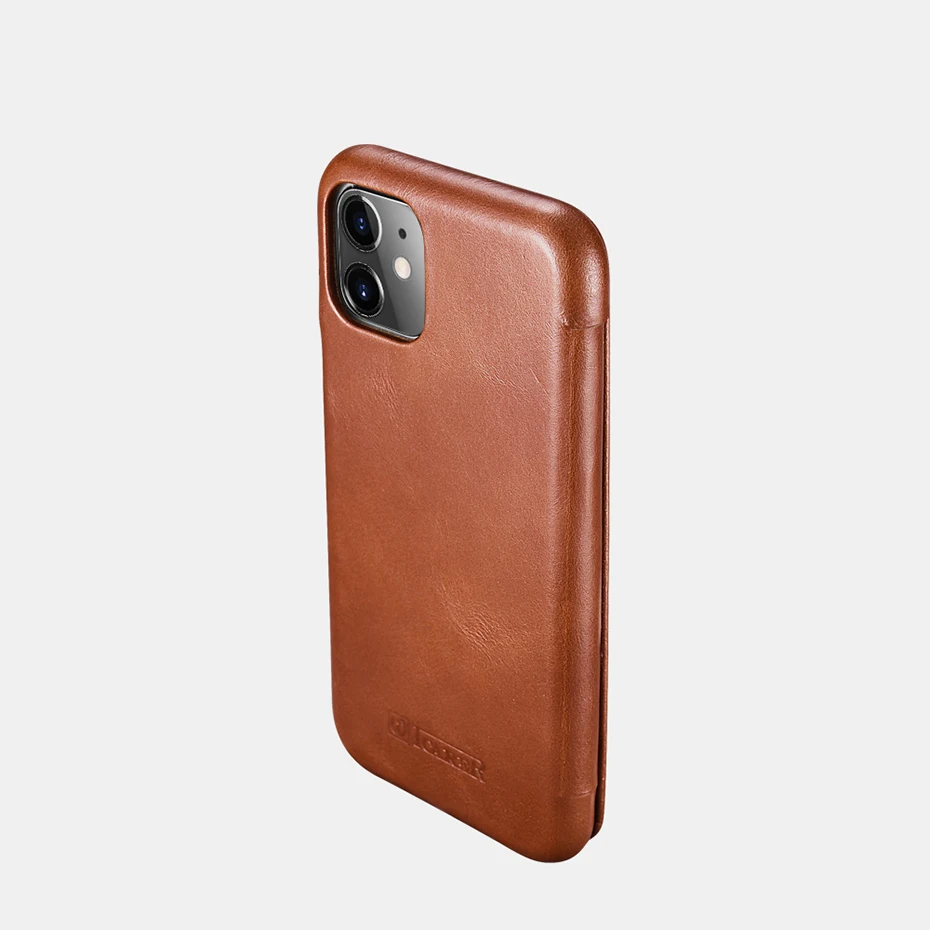Чехол ICARER из натуральной кожи для iPhone 11, роскошный флип-чехол для Apple iPhone 11, изогнутый край, винтажный Чехол-книжка