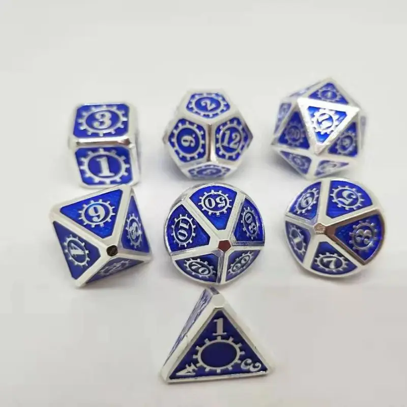 7 шт./компл. металла многогранные кости для DND RPG MTG игра Курсив шрифта кости разные цвета ролевой игры аксессуары