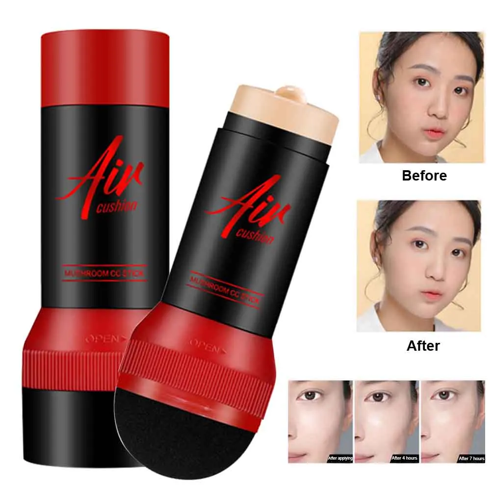 Face Concealer Cream Air Cushion CC Stick Rotatable Portable Highlighter Mushroom Head Waterproof Brighten Makeup Long-lasting