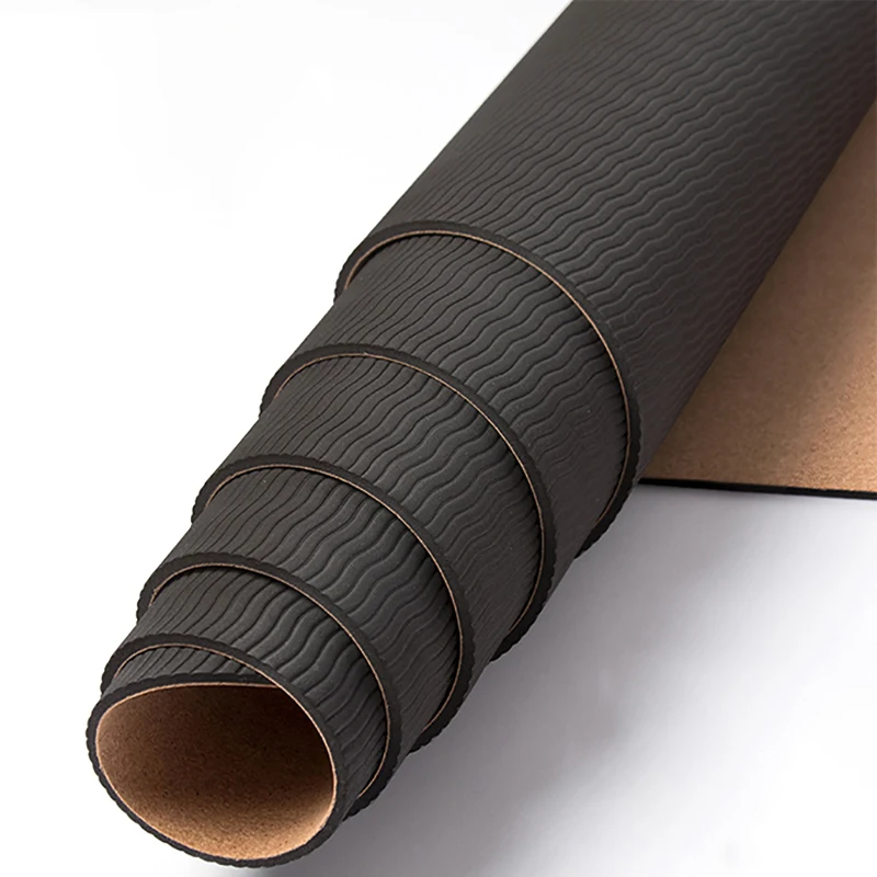 Yoga Mat Jusenda 173X58CM Natural Cork TPE Non-slip 5mm Fitness Exercise