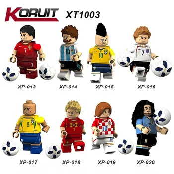 

8pcs/lot Building Blocks Figures brick DIY toys Compatible Figures Famous Football Player Star Occupations For Gift