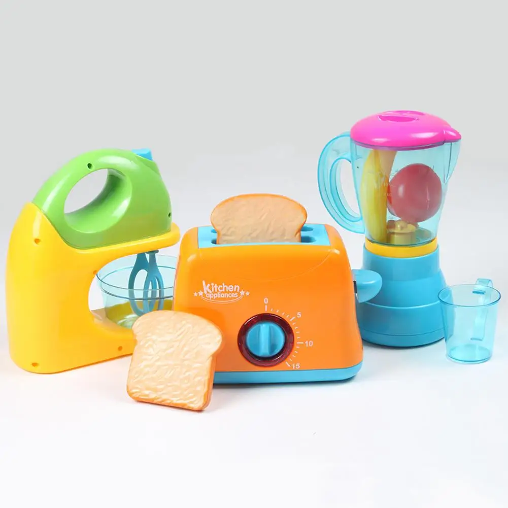 

Simulation Appliances Kitchen Blender Toaster Mixer with LED Pretend Play Toy Children Play House Baby Girls Gift Toys New