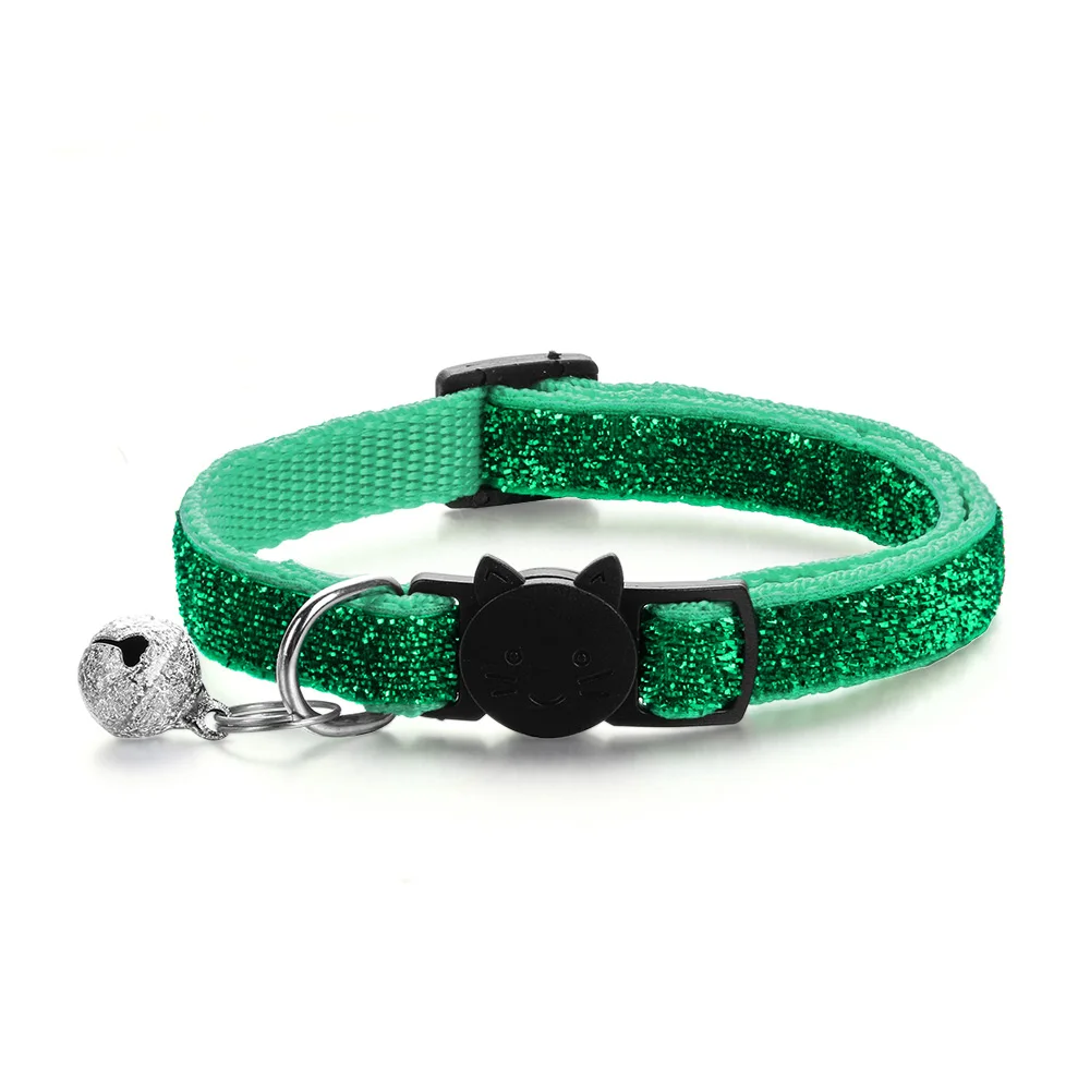 Green 1 шт. ошейник для кошек с колокольчиком модный регулируемый безопасный Повседневный ошейник для щенков с блестками товары для домашних животных - Цвет: Green