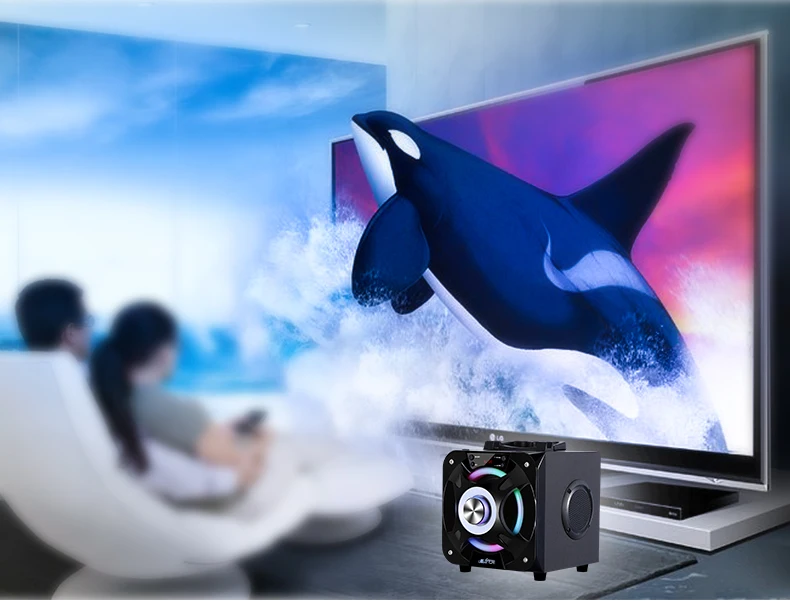 Светодиодный светильник Bluetooth динамик беспроводной домашний/открытый 3D объемный бас Танцевальная вечеринка FM пульт дистанционного управления настольный портативный сабвуфер