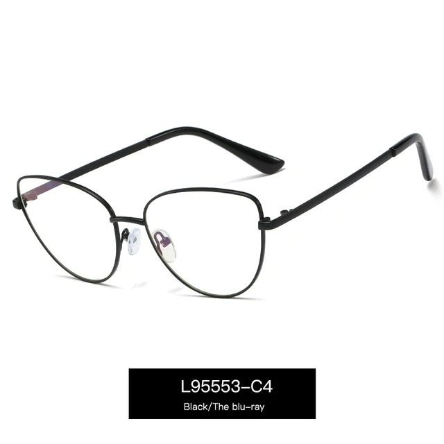 Alloy Eyeglasses Frame for Women Eyewear Full Rim Stylish Cat Eye UV400 Anti-Scratch Dust Proof Anti Radiation Coating Spectacle C4
