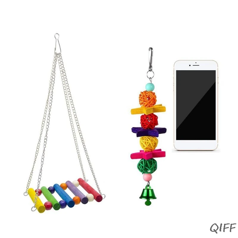 10 шт. птица качели жевательные игрушки с колокольчиками Висячие попугаи окуни зеркала гамак