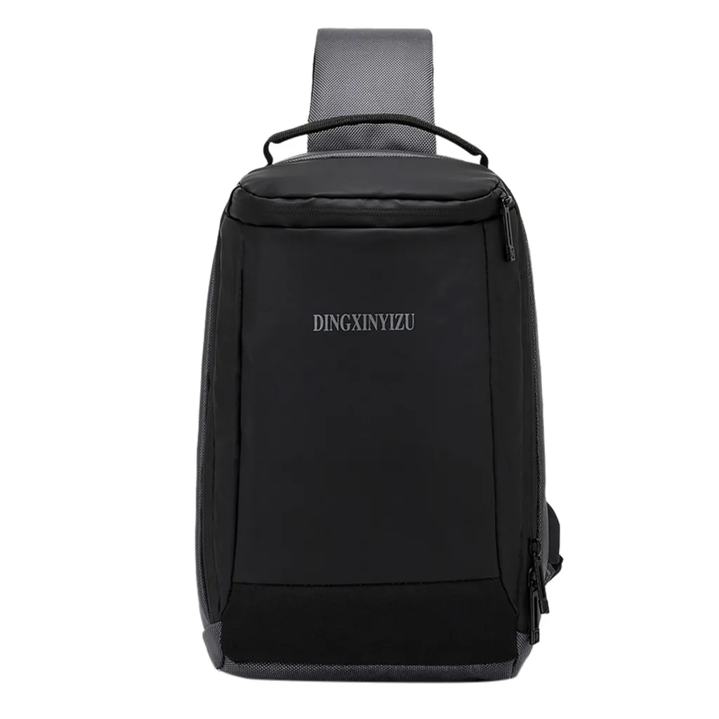 Модная повседневная мужская нагрудная сумка на одно плечо, зарядка через USB, нагрудная сумка, сумки через плечо, Мужская Противоугонная сумка с одним ремнем на спине - Цвет: GY