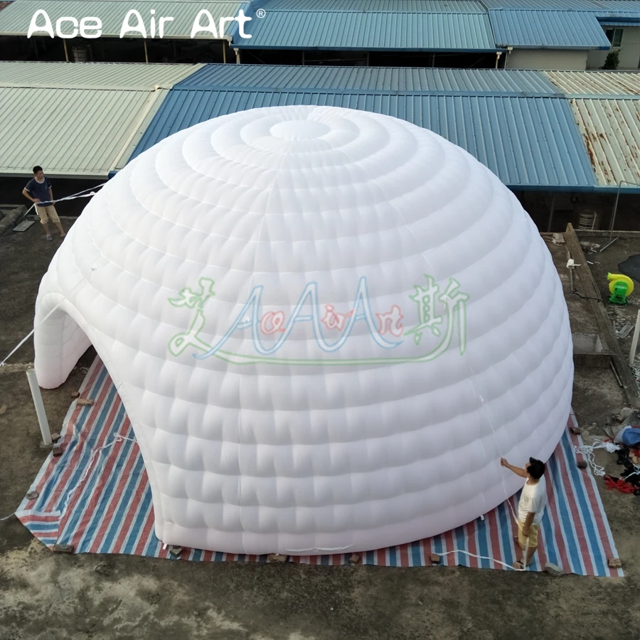 Гигантский 8 м бар надувной белый шатер igloo, события купол igloo дискотека, DJ стенд, павильон для вечеринки палатка с вентилятором для продажи
