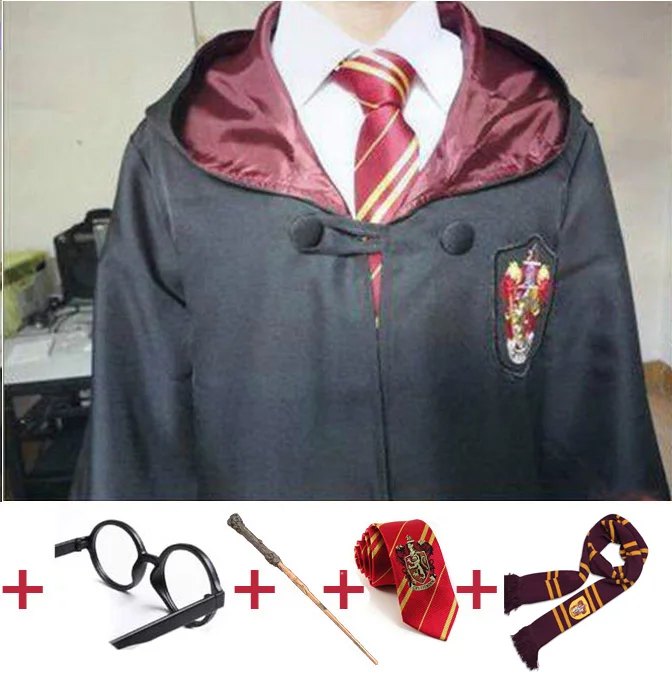 Мантия накидка с галстуком шарф палочка Поттер очки костюм дети взрослый для