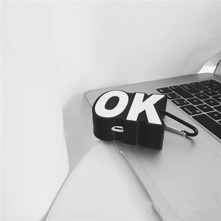 Bluetooth наушники милый чехол для Airpods 2 1 милый силиконовый защитный чехол аксессуары с брелком простой текст ОК дизайн
