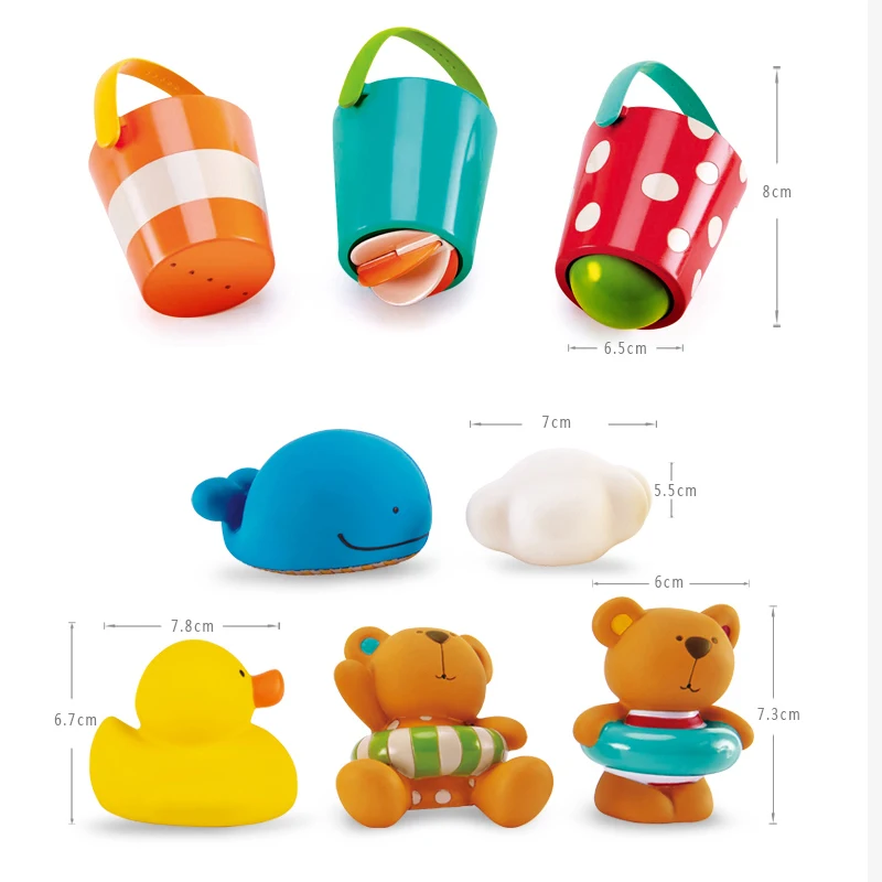Hape baby bath toys Игрушка для воды детские игрушки красочное ведро резиновый утка на