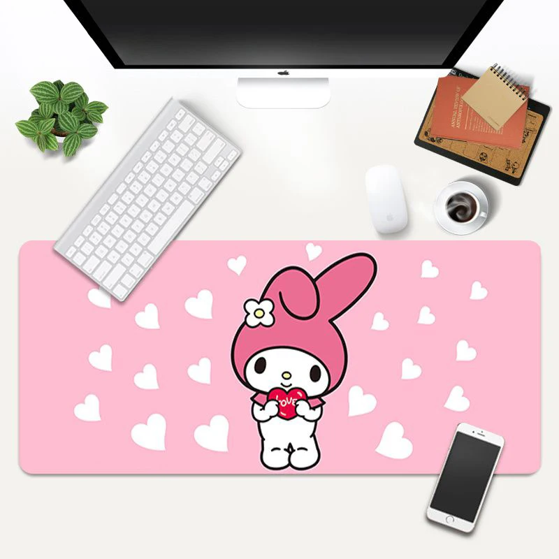 Kawaii Mouse Pad Gamer Pink Computer Mat Cute Office Decor Large Gaming Slipmat Keyboard Pc Accesories 800x300 Mousepad 90x40 Xl
