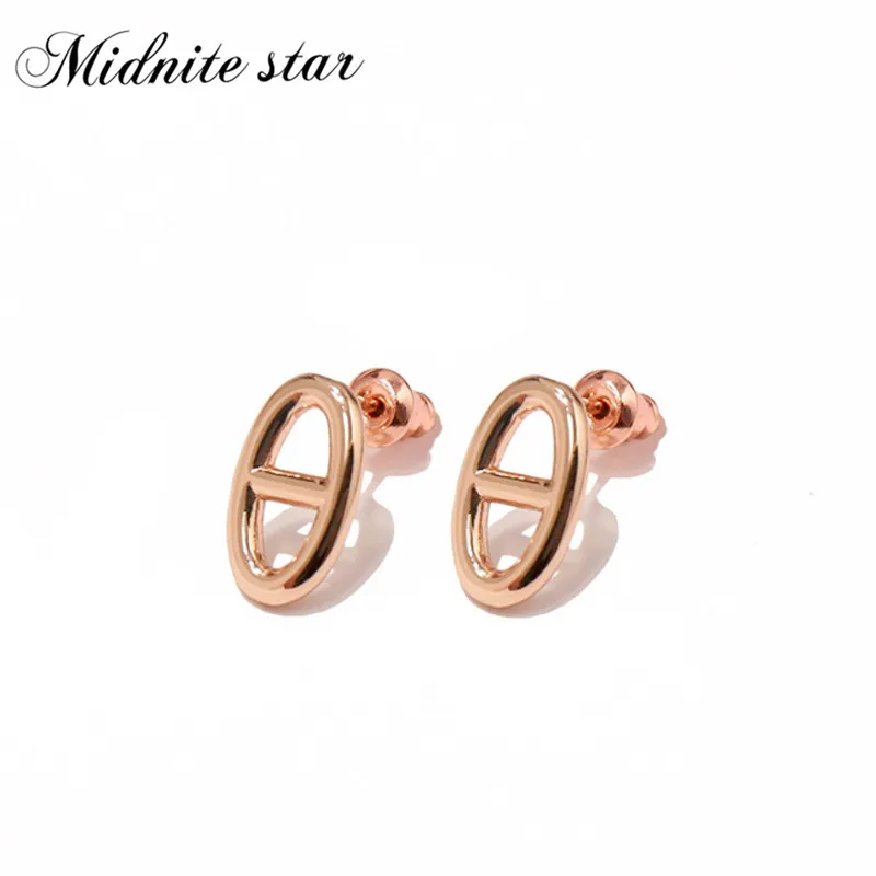 Rose Gold Свинка нос бренд простые серьги из нержавеющей стали модные ювелирные серьги - Окраска металла: Rose Gold