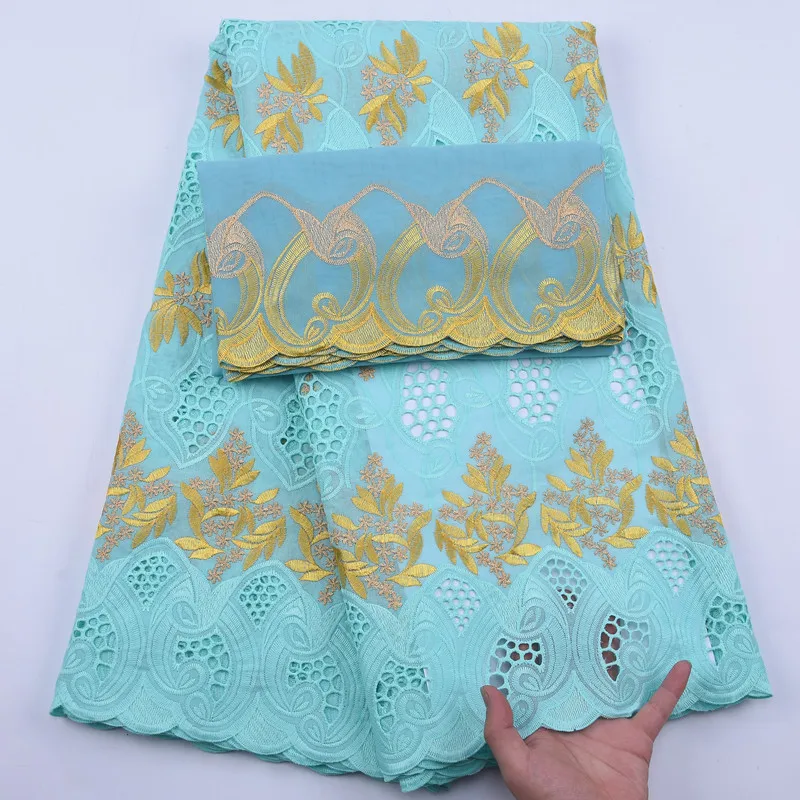 Новый дизайн голубое французское кружево из 100% хлопка африканская швейцарская