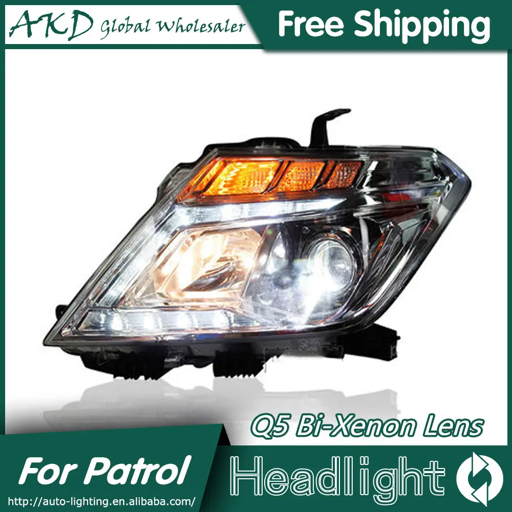 Фары для автомобиля Nissan Patrol Y62 2010 2019 DRL дневные ходовые огни головная лампа LED Bi Xenon