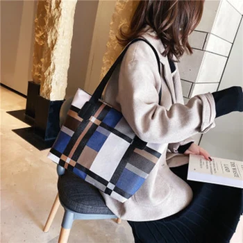 

Bag female diagonal cross wild ins tote bag spring new Korean version of the lattice single shoulder diagonal fashion handbag
