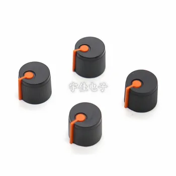 

10 Piece 17 * 15mm black orange plastic knob flower shaft inner hole 6mm WH148 potentiometer switch adjustment knob