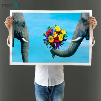 

Home Decor HD Printed Elephant dreamy couple love flowery gift Modern Canvas Painting Wall Art Canvas No Frame