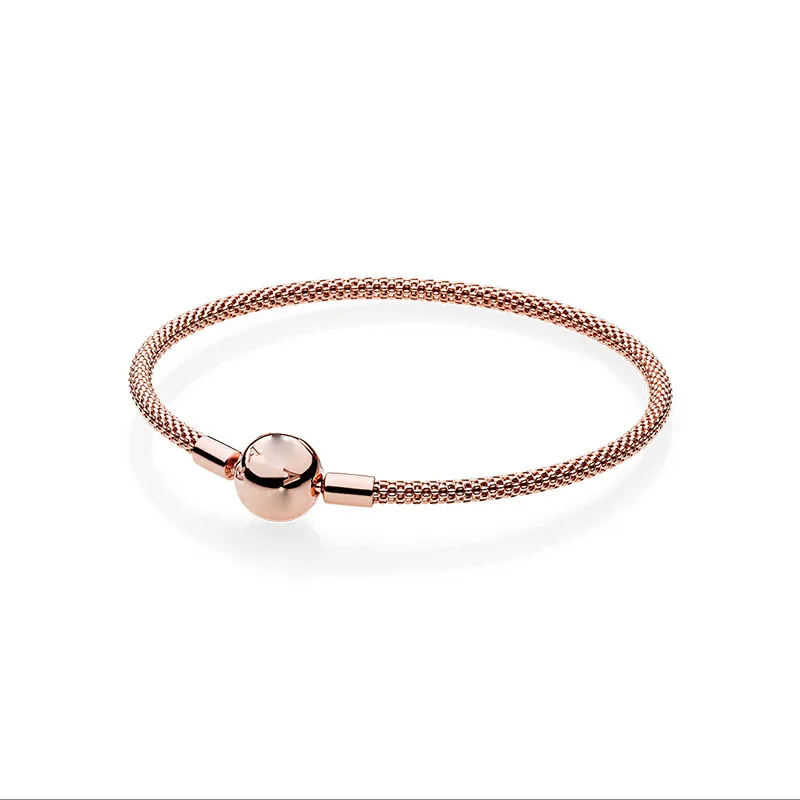 rose gold 925 пробы Серебряный женский браслет День Святого Валентина День рождения DIY Ювелирные изделия подарки браслеты для женщин - Окраска металла: rose gold