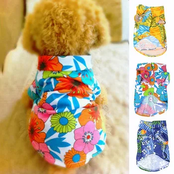 

Dog Clothes Summer Beach Shirt Dog Cute Print Hawaii Beach Casual Pet Travel Shirt Pineapple Floral Short Sleeve Dog Cat Blouse