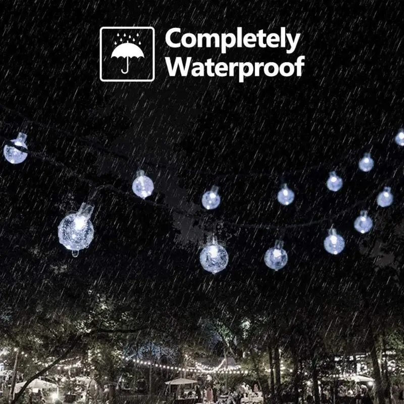 50 LEDs 10m Crystal Ball Solar Light Outdoor IP65 Waterproof String Fairy Lamps Solar Garlands for Garden Christmas Decoration
