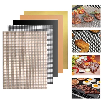 

Reusable BBQ Mat Teflon 40*33cm Non-stick Barbecue Grill Mat Heat Resistant Cooking Baking Sheet Easy Clean Kitchen Mesh Mat