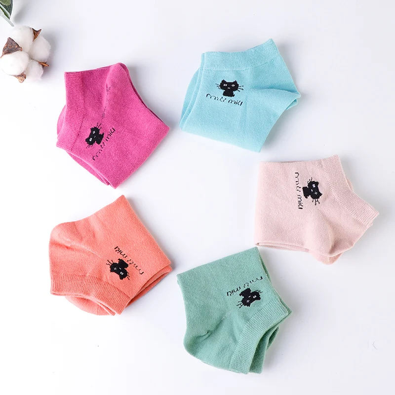 10 пар, женские носки, хлопок, дышащие спортивные носки, одноцветные милые носки для девочек, удобные мягкие носки