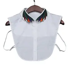 Женская Съемная полурубашка с отворотом, вышитая разноцветными перьями, фальшивый воротник B0KD