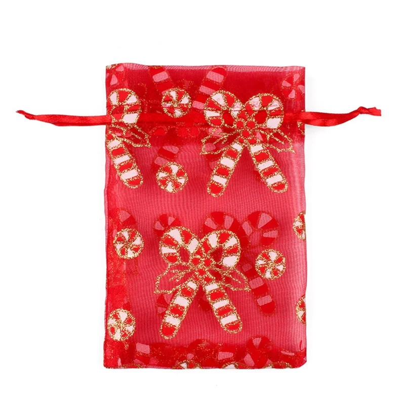 Рождественский узор Подарочный мешок Рождественский подарок шнурок пряжа мешок Рождественская сумка для хранения конфет украшение дома - Цвет: E