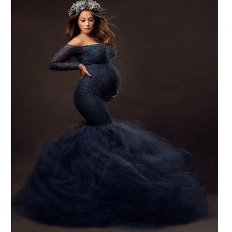 

Yarn Maternity Dresses For Photo Shoot Pregnancy Dress Photography Lace Maternity Photography Props Long Fishtail Maxi Gown