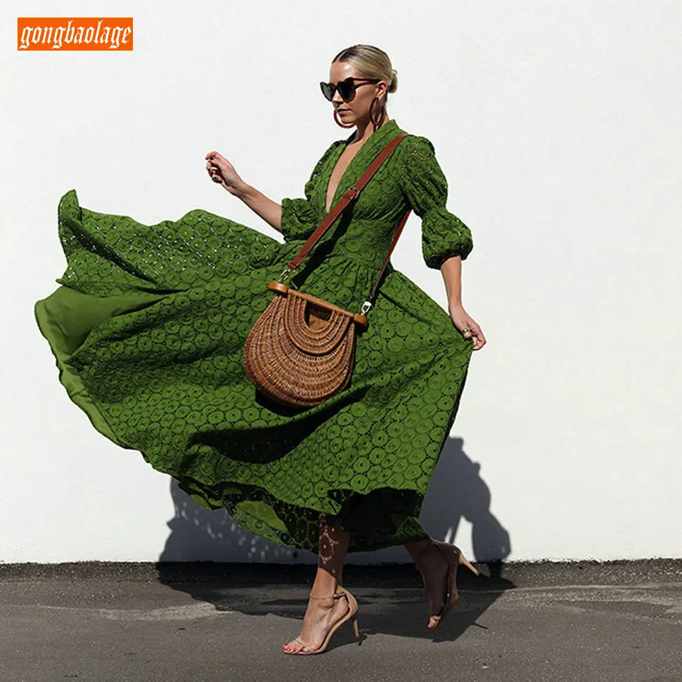 

Sexy Army Green Deep V Neck Evening Dresses Long Translucent One Layer Lace A Line Evening Gowns Tea Length Women Formal Dress
