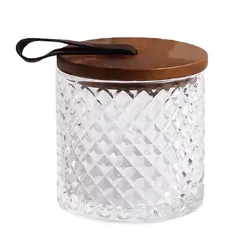 

1Pc Wooden Cover Glass Storage Jar Jewelry Box Household Storage Pot Coffee Bean Tea Multigrain Bottle Kitchen Supplies